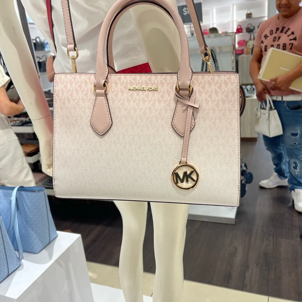 MICHAEL KORS Sheila Md Ombré Signature Logo Satchel Crossbody 
Powder Blush 
NWT - Picture 6 of 16